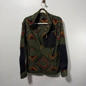 Roark Manawa Tapu Fleece Jacket Mens Medium Olive Green Southwestern Full Zip